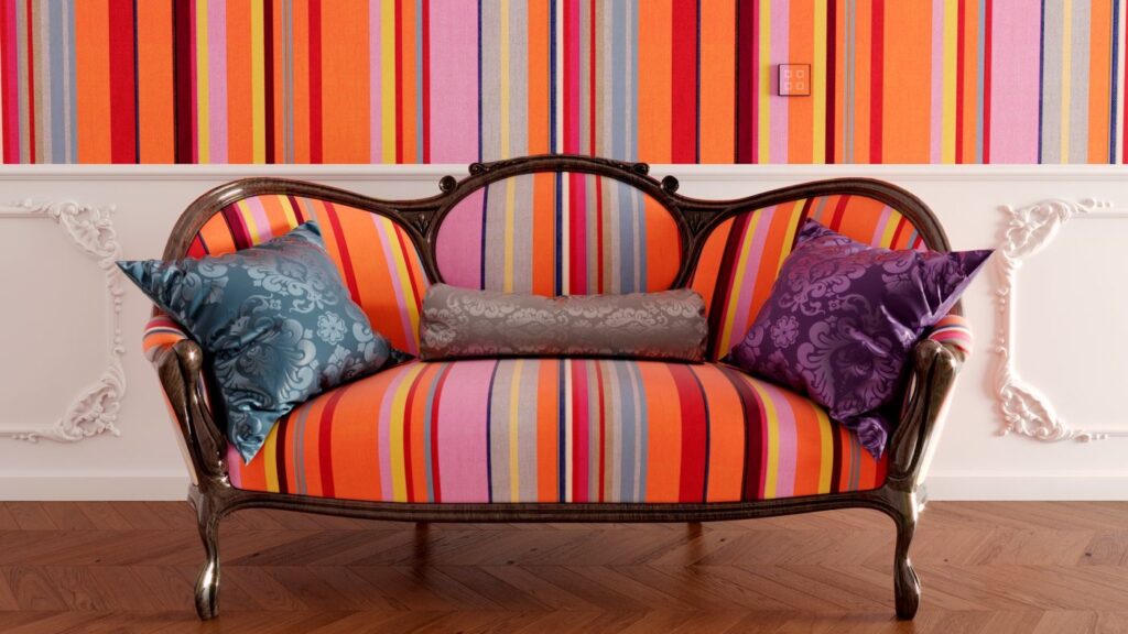 Пример сенсорного KNX выключателя Flat за диваном. Бренд Zennio.